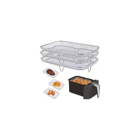 Lot de 3 Grille de Cuisson Universelle pour Friteuse à Air – Compatible Multimarques – Renforcée et Facile à Nettoyer