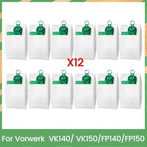 Kit de 12 sacs à poussière jetables de rechange pour aspirateur vertical Vorwerk VK140/VK150/FP140/FP150 - Pièces détachées (1/5)