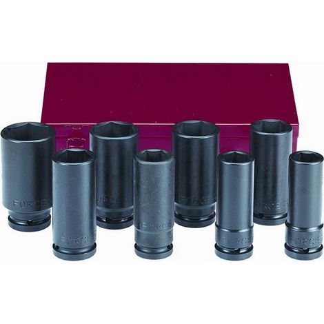 Douilles a choc longues carre 3/4 coffret de 8 douilles