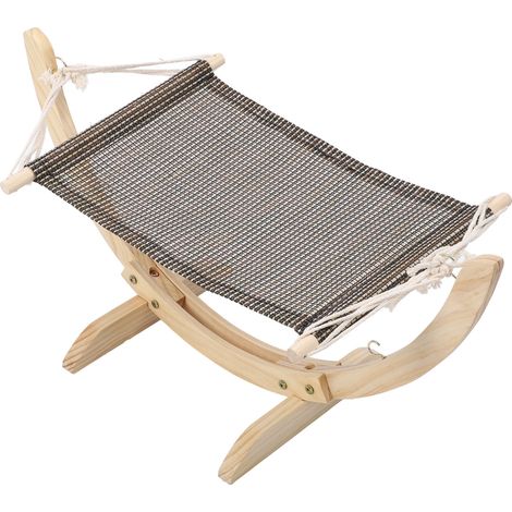 Hamac en bois pour chat, montage facile, hamac surélevé pour chatons, chiots et petits animaux de compagnie, en tissu mesh (1/5)