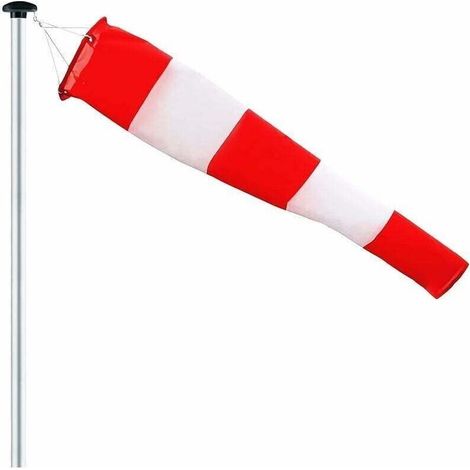 Manche à Air Extérieur 150cm Rouge et Blanc avec Suspension et Émerillon Résistant aux Intempéries (1/4)