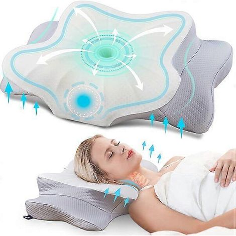 Oreiller orthopédique en mousse à mémoire de forme avec des hauteurs différentes de chaque côté, adapté à de multiples positions de sommeil-AquaForge (1/5)