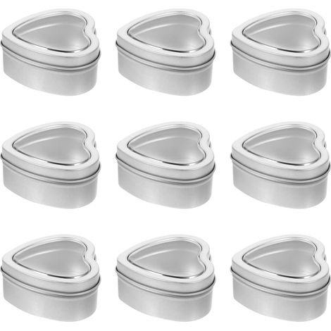 Boîtes de Rangement en Fer-blanc avec Couvercle Cœur Argenté 10 Pièces (1/5)
