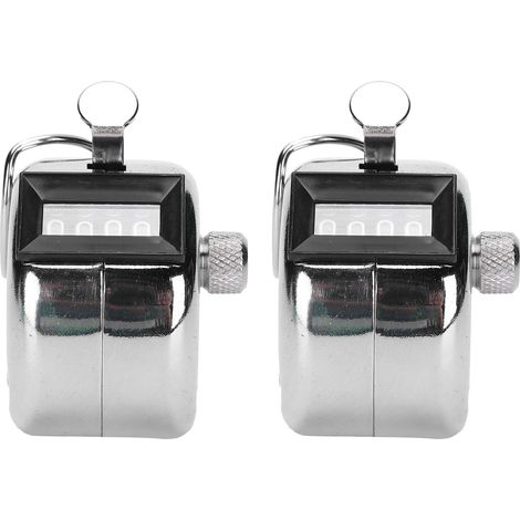 Set of 2 stainless steel manual push-button counters 0-9999 for workshop inventory