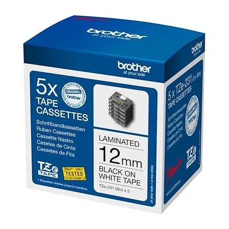 Brother TZe-231 noir sur blanc 12 mm, TZE231M5 (1/2)