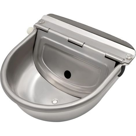 Abreuvoir à eau en acier inoxydable avec bouchon de vidange et valve à flotteur réglable pour cheval, chien, bétail, chèvre, mouton, cochon, abreuvoir automatique pour le bétail (1/5)
