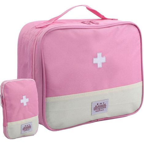 2er Set Medikamententasche, Reiseapotheke, Erste Hilfe Tasche, Rosa, Wasserdicht
