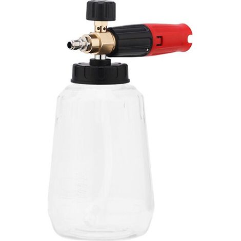 Adecuado para lavados de coches a alta presión, capacidad de 1 litro, boquilla ajustable de conexión rápida de 1/4 de pulgada, apto para coches y barcos, color negro y rojo.