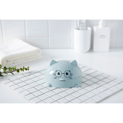 Porte-savon de salle de bain avec couvercle Porte-savon de salle de bain avec couvercle Cartoon Porte-savon de vidange Porte-savon de grande taille en plastique pour évier de salle de bain Cuisine ble
