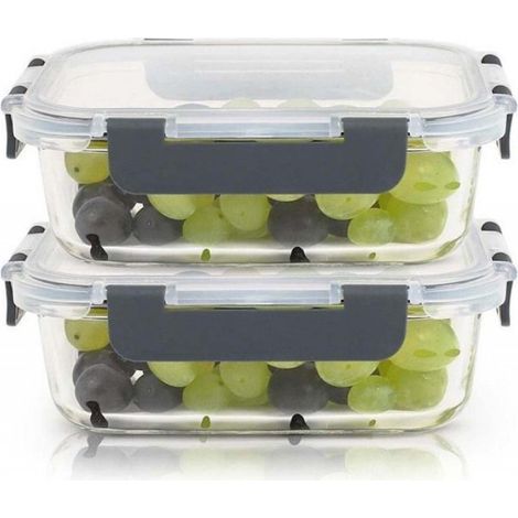 Boîte De Conservation Alimentaire - Verre - Étanche - Micro-Ondes Congélateur Lave-Vaisselle - 700 ml Et 1000 ml - Set De 4 (1/4)