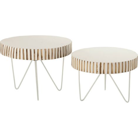 Table basse ying bois blanc design scandinave et métal élégant - Blanc naturel et bois clair (1/2)