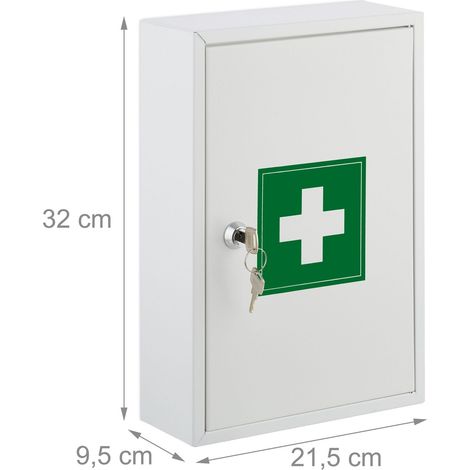 Armario de pared para medicamentos con cerradura 60 x 40 x 15 cm almacenamiento seguro estilo sobrio en metal blanco 130013785 (1/5)