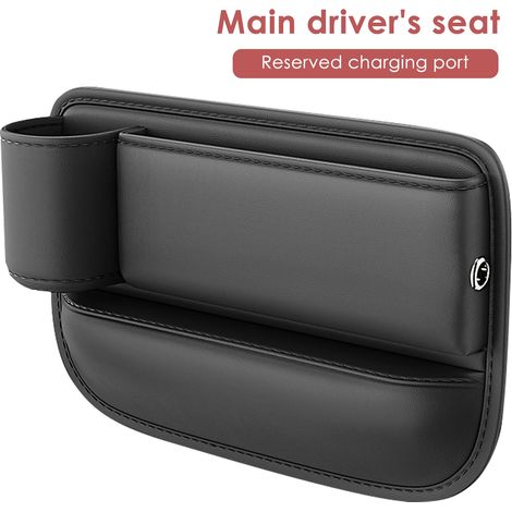 Sac de rangement multifonction pour l'espace entre les sièges (siège gauche), avec porte-téléphone et porte-gobelet, en cuir PU, pour l'intérieur de votre voiture. (1/5)