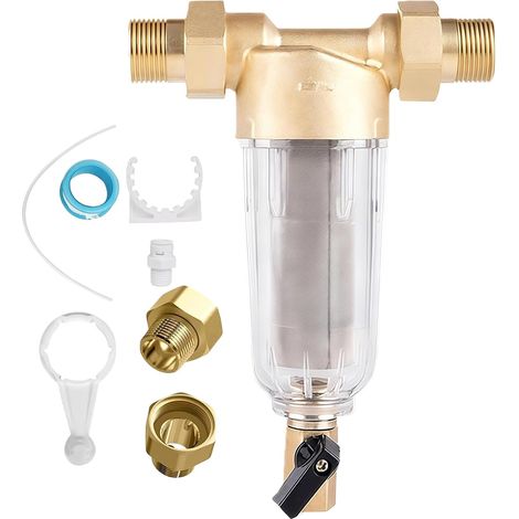 Filtre à eau réutilisable, filtre à eau de 1 pouce, filtre fin lavable avec adaptateur 1/2", pré-filtre à sédiments, filtre à eau spin-down pour eau de puits (1/5)
