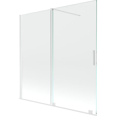 Mexen Velar paratia per vasca da bagno 2-ali scorrevole 160 x 150 cm, trasparente, bianco - 896-160-000-01-20 (1/5)