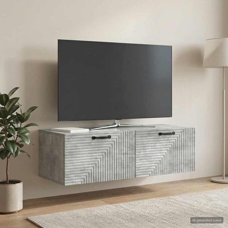 Wandmontierter TV-Schrank Betongrau 98 x 41 x 30 cm (1/5)