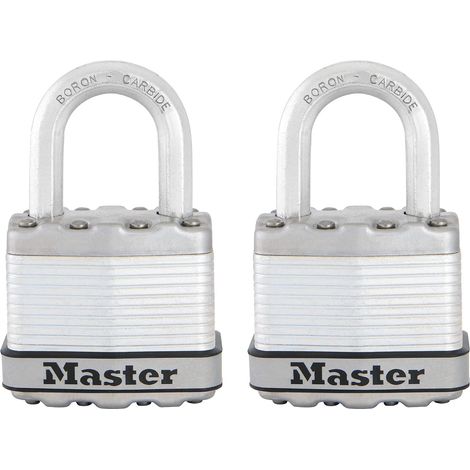 MASTER LOCK Lucchetto ad Alta Sicurezza [Chiave] [Acciaio Laminato] [Esterno] [Set di 2] M1EURT - Ideale per Portali, Garage, Sconto
