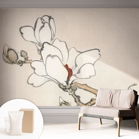 Papier peint intissé mural installation rapide du papier peint durable et résistante - Colle incluse gratuite Magnolias délicats 312x219 cm (1/5)
