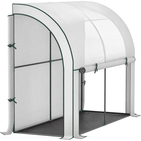 Serre murale, abri pour plantes accessible, bâche en plastique, 300 x 80 x 157 cm, blanche