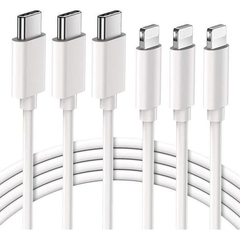 Quntis Set 3 Cables USB C toward Lightning Load i Phone Fast M Fi Certified 2M Charger Lightning USB C for i Phone 12 13 [46] (1/4)
