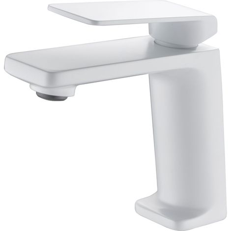 Imex - Grifo Monomando Lavabo Caño Bajo Blanco Serie Fiyi