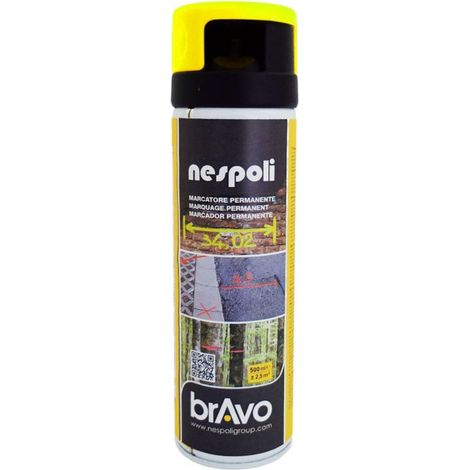 Peinture Aérosol Marquage Permanent NESPOLI - Jaune Fluo (182110) 0,5 L
