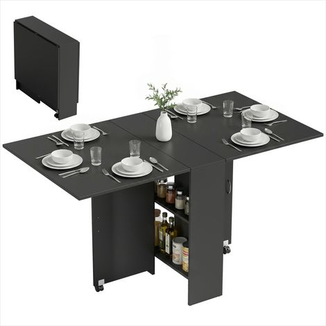 Table de salle à manger pliante noire en panneaux de particules (1/5)