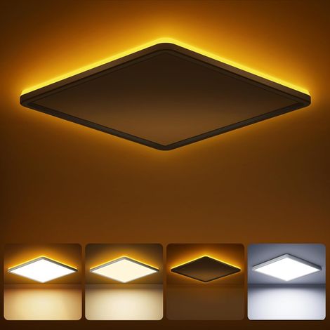 Plafonnier LED Carré 30cm 24W avec Télécommande, Lumière Dimmable et Veilleuse 1800K, Panneau Ultra Fin pour Salon Chambre (1/5)