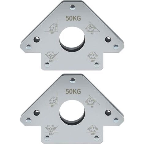 QORVA-Lot de 2 équerres de soudage magnétiques - Capacité de charge : 50 kg - Positionneur de soudage avec forte adhérence - Angle de soudage magnétique avec 45°, 90° et 135° - Aimant de soudage robus