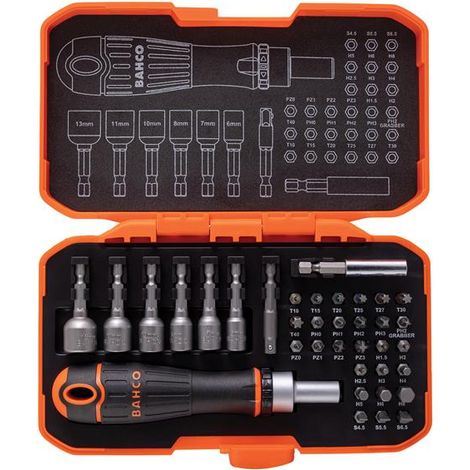 Bahco 59/S36BCR Ratcheting Coloured Bit Set, 36 Piece BAH59S36BCR