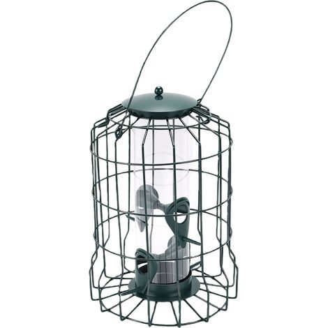 Mangeoire à oiseaux à l'épreuve des écureuils, suspension extérieure en métal avec 4 Ports, tuyau PC pour jardin vert (1/5)