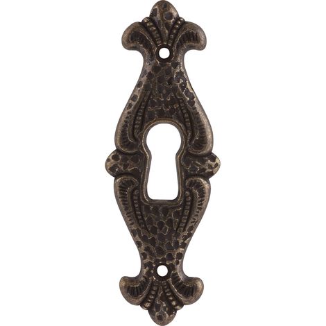 Siro Schlüsselschild Faial, 25x70mm - Schlüsselblech antik für Bartschlüssel, Zinkdruckguss altmessing brüniert