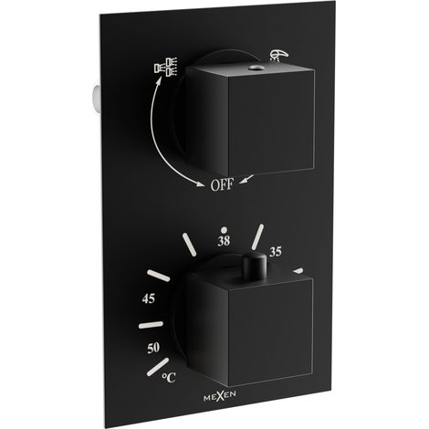 Mexen Cube batteria termostatica vasca-doccia a 2 uscite, nera - 77502-70 (1/2)