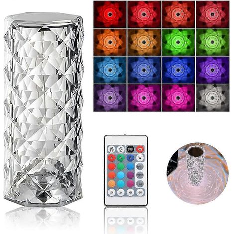 Lampe de table Crystal Diamond, lampe tactile rechargeable USB 16 couleurs, veilleuse avec télécommande (1/5)