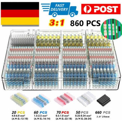 Connecteur À Sertir Thermorétractable - Double Paroi Avec Adhésif Interne - Pour Câblage Auto Bateau Maison Moto - Lot De 20 À 1000 Pièces (1/5)