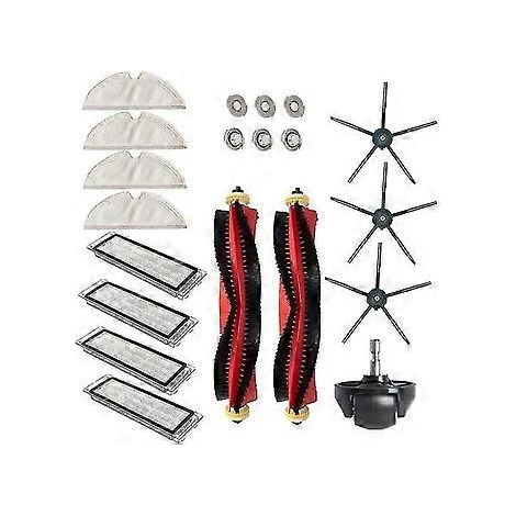 20-teiliges Zubehörset für Xiaomi Roborock S6, S60, S65, S5 Max und T6 Staubsauger: 2 Bürstenwalzen, 4 Filter, 4 Reinigungstücher, 3 Seitenbürsten, 6 Wasserfilter, 1 Wh