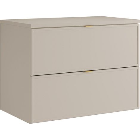 Meuble sous vasque suspendu avec planche - Beige - 80 cm - ONDIL