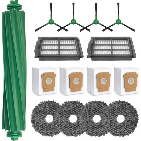 Este juego de accesorios de 25 piezas es compatible con la aspiradora robot iRobot Roomba Plus 405 Combo/505 Combo. Incluye: 1 cepillo principal, 4 bolsas para el polvo, 4 mopas, 3 filtros y 4 cepillo (1/4)