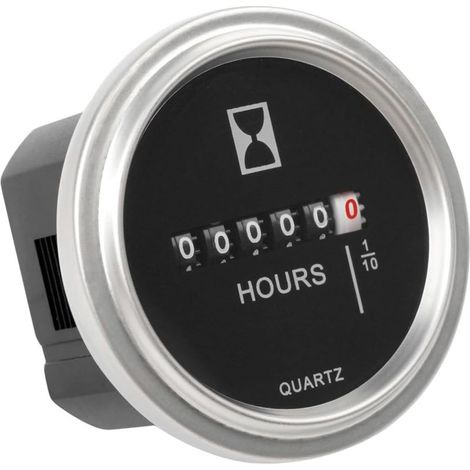 Compteur horaire mécanique, CC 6V à 80V, enregistre le nombre total d'heures de fonctionnement des tondeuses à gazon, des voiturettes de golf et autres appareils alimentés en courant continu.