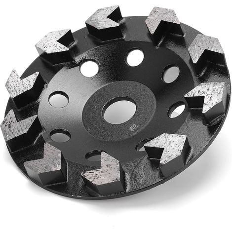 Meule diamantée, à godet, 10 dents, noire, 150 mm, grain 30, pour le meulage du béton, de la pierre et du ciment (1/5)