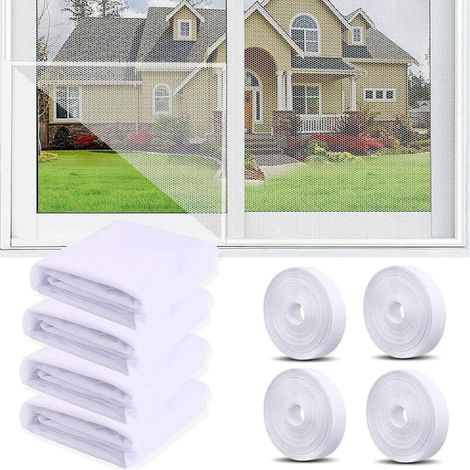 8 pièces moustiquaires pour fenêtre 150 x 200cm moustiquaire fenêtre anti-insectes protection maison (Blanc) (1/5)