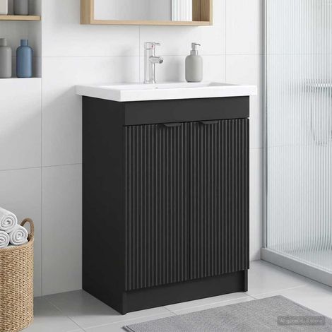 vidaXL Mobiletto da bagno sotto il lavello Nero 56 x 37,5 x 81 cm