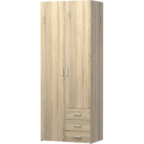 Spell Kleiderschrank 2 Türen, 3 Schubladen eiche Struktur Dekor.
