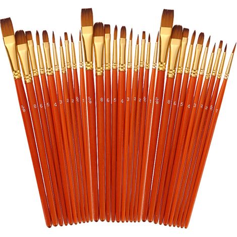 Ensemble de 30 pinceaux ronds à pointe fine en nylon, pour peinture acrylique, à l'huile, aquarelle, nail art, miniatures et peinture sur roche. (1/5)