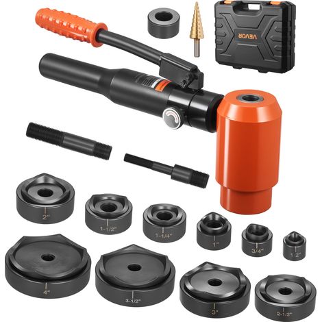 VEVOR Ausbrechstanzen-Set, 15 t hydraulisches Ausbrechset, 12,7 bis 101,6 mm KO-Werkzeugsatz, Lochherstellungswerkzeug, KO-Werkzeugsatz mit 10 Matrizen für Metallschaltschränke, Schaltschränke (1/5)