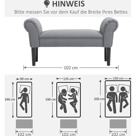 Banquette-lit rembourrée, banc de couloir avec rangement pour chambre, résistance jusqu'à 130 kg, tissu voile gris anthracite, dimensions 102 x 36 x 51 cm (1/5)