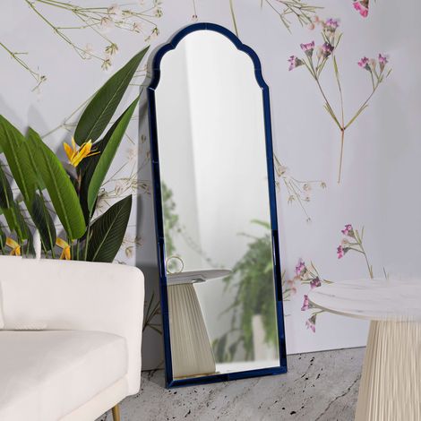 Specchio Berat, Cornice Sagomata, Forma Rettangolare, Tipologia a Parete, 55x150h cm blu (1/5)