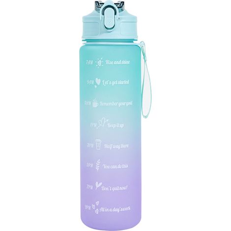 Bouteille À Eau - Marqueurs Horaires - Paille En Silicone - Étanche - 750 Ml - Pour Sport Et Extérieur (1/5)