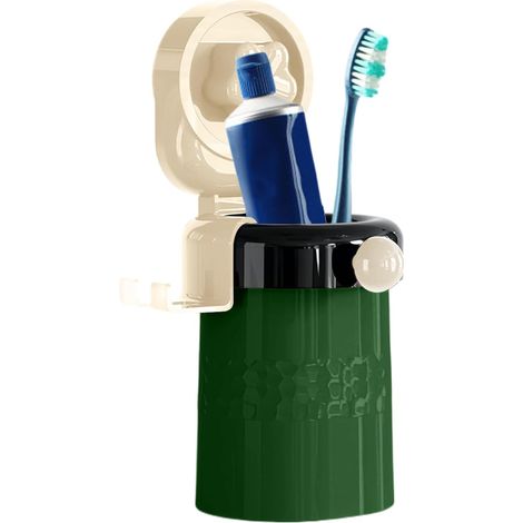 Porte-brosses à Dents Mural - Organisateur de Rangement à Ventouse,Porte-Brosse à Dents sans Perçage pour Douche (1/5)