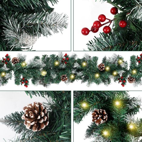 Jiubiaz LED-Tannengirlande 2,7 m mit 30 Lichtern, Zapfen und Beeren (1/5)